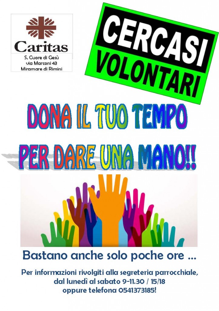 CERCASI VOLONTARI CARITAS_DONA IL TUO TEMPO