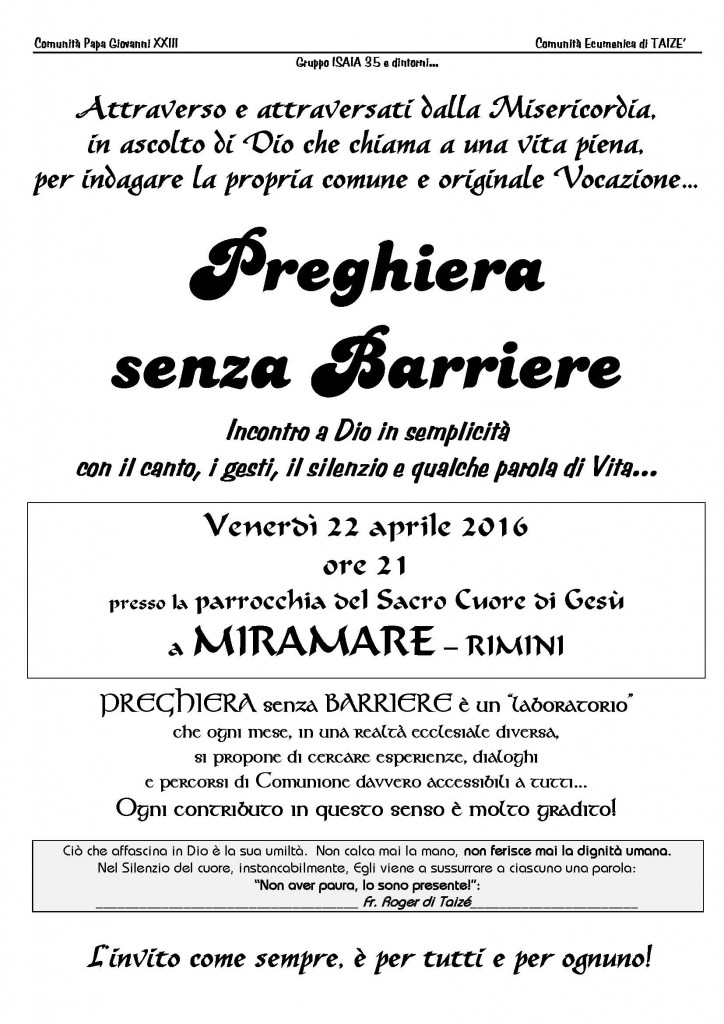 volantino preghiera senza barriere